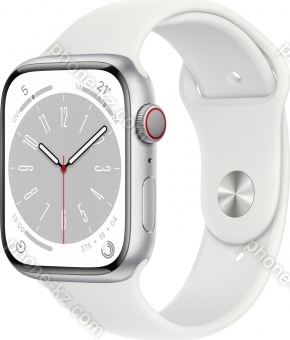 Apple Watch Series 8 (GPS + cellular) 45mm aluminium silver with sport wristlet white 