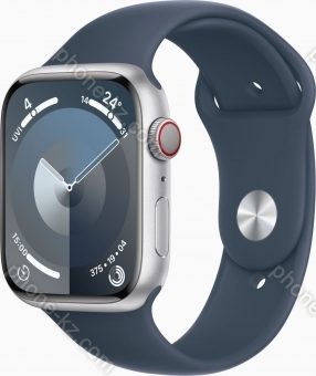 Apple Watch Series 9 (GPS + cellular) 45mm aluminium silver with sport wristlet S/M sturmblau 