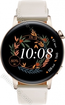 Huawei Watch GT 3 elegant 42mm Light Gold white Leather 