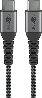 Wentronic USB-C to USB-C textile cable with metal plugn 0.5m grey/silver