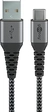 Wentronic USB-C to USB-A textile кабель with metal plugn 1.0m grey/silver
