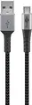 Wentronic micro USB-B/USB-A textile cable with metal plugn 0.5m grey/silver