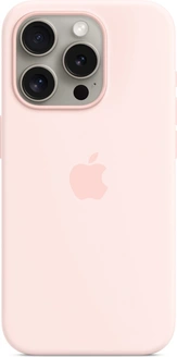 Эпл silicone case with MagSafe для Айфон 15 Про light розовый