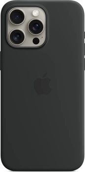 Эпл silicone case with MagSafe для Айфон 15 Про Макс черный