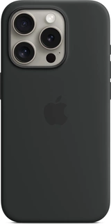 Эпл silicone case with MagSafe для Айфон 15 Про черный