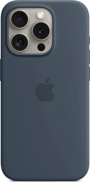 Apple silicone case with MagSafe для iPhone 15 Pro sturmblau
