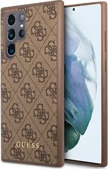 Guess Hard Cover 4G Metal Gold Logo for Samsung Galaxy S23 Ultra brown