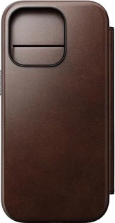 Nomad modern Horween Leather Folio для Apple iPhone 16 Pro Rustic коричневый