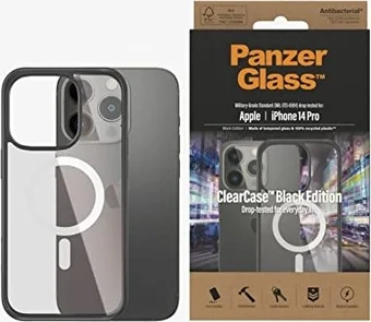 PanzerGlass clear case MagSafe AntiBacterial Black Edition для Apple iPhone 14 Pro black/transparent