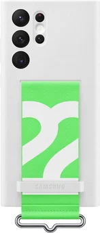 Samsung Silicone Cover with strap для Galaxy S22 Ultra white