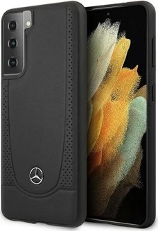 Mercedes-Benz Hard Cover Perforated Leather Metal Logo для Samsung Galaxy S21 Black
