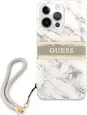 Guess Hard Cover Marble Stripe with strap for Apple iPhone 13 Pro grey