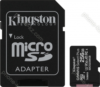 Kingston Canvas Select Plus R100/W85 microSDXC 256GB Kit, UHS-I U3, A1, Class 10