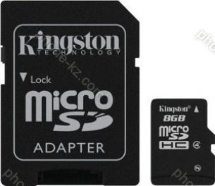 Kingston microSDHC 8GB Kit, Class 4
