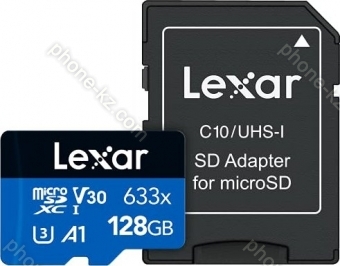Lexar High-Performance 633x R100/W45 microSDXC 128GB Kit, UHS-I U3, A1, Class 10