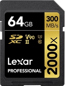 Lexar Professional 2000x Gold Series R300/W260 SDXC 64GB, UHS-II U3, Class 10