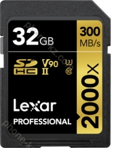 Lexar Professional 2000x Gold Series R300/W260 SDHC 32GB, UHS-II U3, Class 10