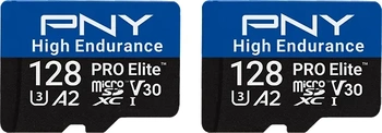 PNY Pro Elite High Endurance R100/W90 microSDXC 128GB Kit, UHS-I U3, A2, Class 10, 2er-Pack
