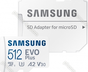 Samsung EVO Plus 2021 R130 microSDXC 512GB Kit, UHS-I U3, A2, Class 10
