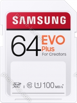 Samsung EVO Plus for Creators R100 SDXC 64GB, UHS-I U1, Class 10