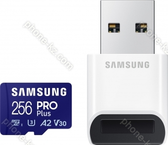 Samsung PRO Plus R180/W130 microSDXC 256GB USB-Kit, UHS-I U3, A2, Class 10