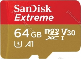 SanDisk Extreme R100 microSDXC 64GB Kit, UHS-I U3, A1, Class 10