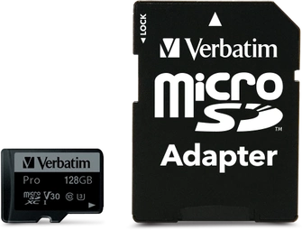Verbatim Pro U3 R90/W45 microSDXC 128GB Kit, UHS-I U3, Class 10