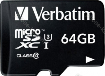Verbatim Pro U3 R90/W45 microSDXC 64GB Kit, UHS-I U3, Class 10