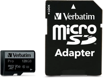 Verbatim Pro U3 R90/W45 microSDXC 128GB Kit, UHS-I U3, Class 10