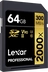 Lexar Professional 2000x Gold Series R300/W260 SDXC 64GB, UHS-II U3, Class 10