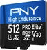 PNY Pro Elite High Endurance R100/W90 microSDXC 512GB Kit, UHS-I U3, A2, Class 10