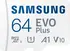 Samsung EVO Plus 2024 R160 microSDXC 64GB Kit, UHS-I U1, A1, Class 10