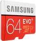 Samsung EVO+ R80/W20 microSDXC 64GB Kit, UHS-I, Class 10