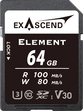Exascend Element R100/W80 SDXC 64GB, UHS-I U3, Class 10