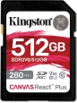 Kingston Canvas React Plus V60 R280/W150 SDXC 512GB, UHS-II U3, Class 10