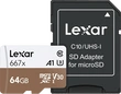Lexar Professional 667x R100/W90 microSDXC 64GB Kit, UHS-I U3, A1, Class 10