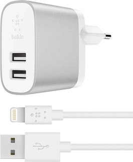 Belkin BoostCharge 2-port Charger incl. Apple Lightning cable silver