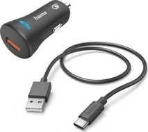 Hama car-quick charger с charging cable USB-C QC 19.5W 1.5m black