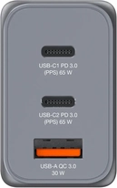 Verbatim 65W GaN charger с 3 connectors grey