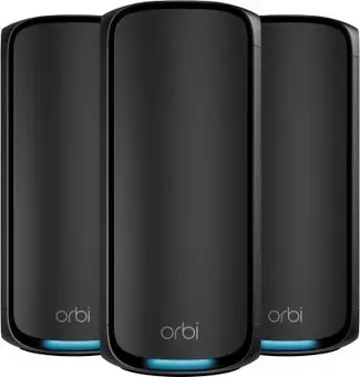 Netgear Orbi Wi-Fi 7, 970 series, BE27000, RBE973SB, black, Router and 2x satellite set, 3er-Bundle